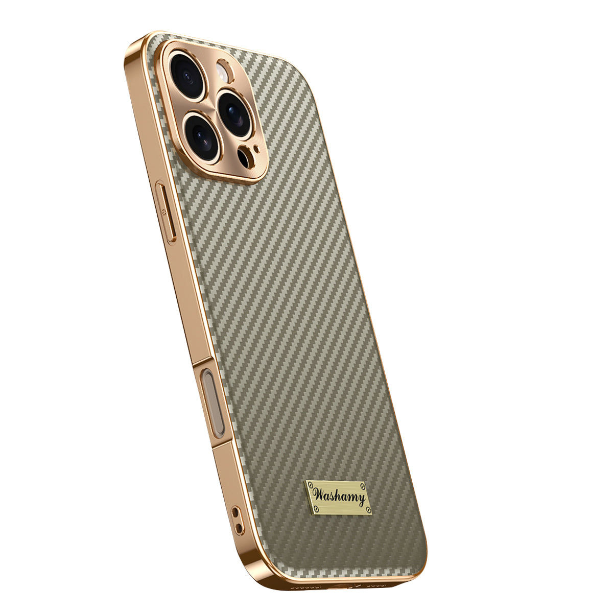 Luxury Carbon Fiber Textured Leather iPhone Case - Shockproof, Alloy Metal Lens, Plating Design, Durable, Slim Fit Protection