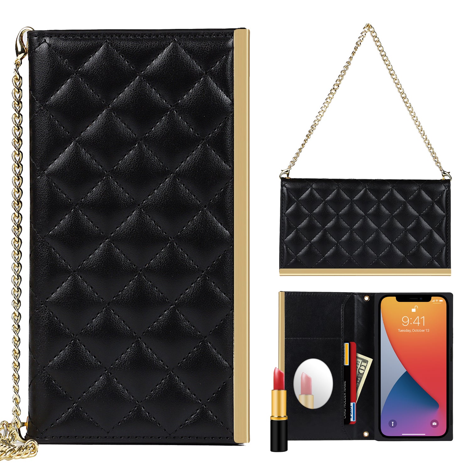 Premium Crossbody Wallet Leather iPhone Case - Stylish Lanyard Strap, Card Slot, Stand, Elegant Design for iPhone Models