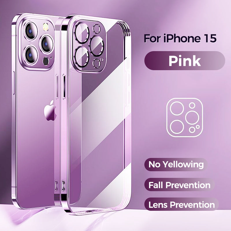 High-Quality Plating Transparent Case - Soft Silicone Shockproof Cover with Lens Protector, Slim & Durable Design | Case for iPhone