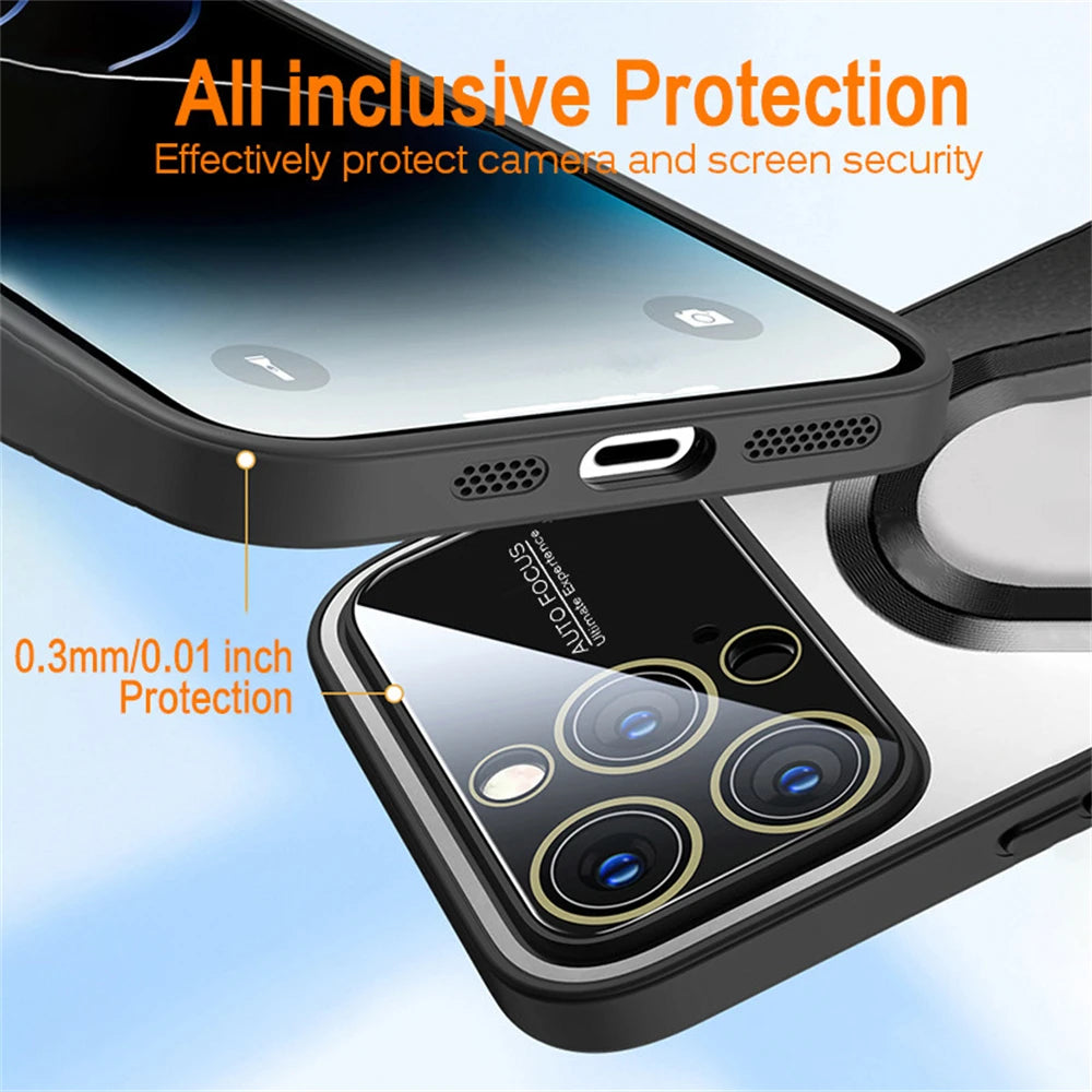 Luxury Glass MagSafe Case - Magnetic Wireless Charging, Camera Lens Protection, Shockproof Design | Case for iPhone