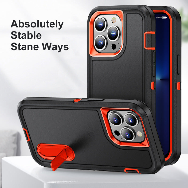 Hybrid Military-Grade Defender Case – Kickstand Full-Body Protection Cover for iPhone Models, Rugged and Shockproof Design