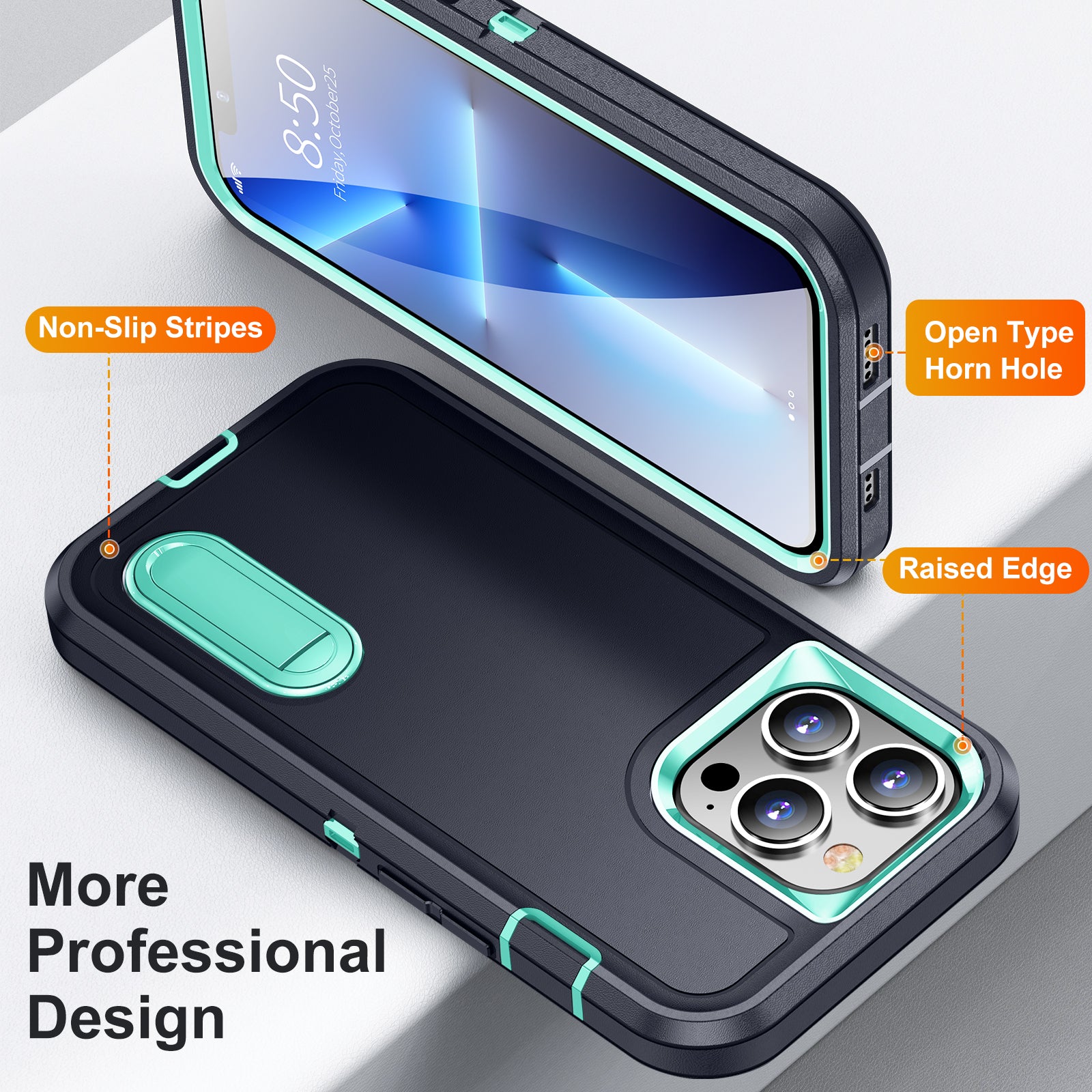 Hybrid Military-Grade Defender Case – Kickstand Full-Body Protection Cover for iPhone Models, Rugged and Shockproof Design