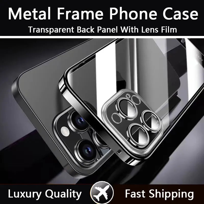 Luxury Magnetic Metal Phone Case – Transparent Back, Aluminum Frame, Shockproof Design Slim Durable Cover for iPhone