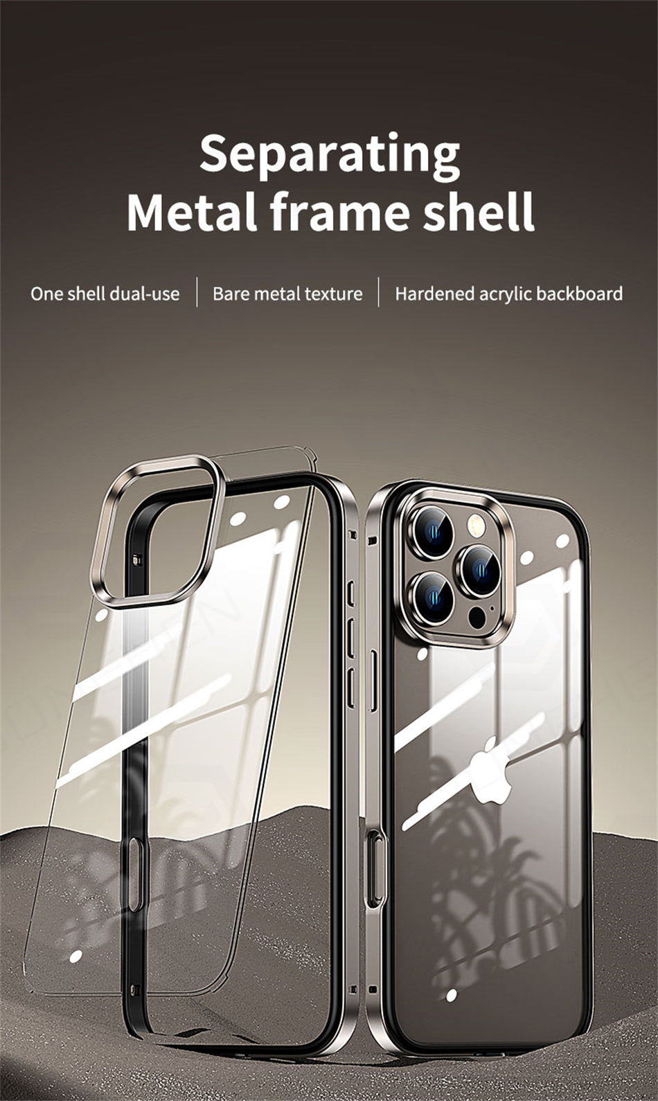 Luxury 2-in-1 Clear Acrylic iPhone Case - Ultra-Thin Aluminum Metal Lens Frame, Alloy Bumper, Lightweight Design | Case for iPhone