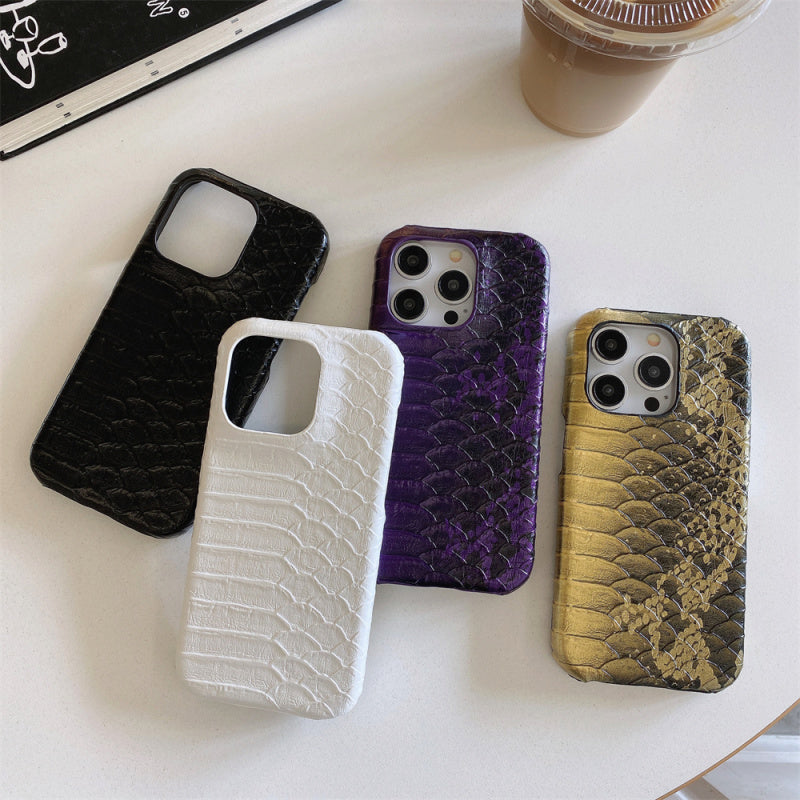 Premium Leather Realistic Snake Skin Texture iPhone Case - PU Seismic Cover, Durable & Stylish Protection for iPhone Models