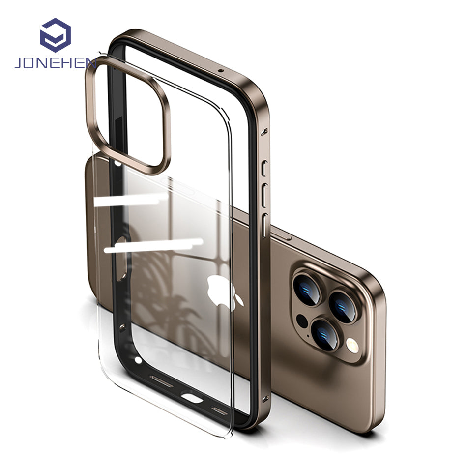 Luxury 2-in-1 Clear Acrylic iPhone Case - Ultra-Thin Aluminum Metal Lens Frame, Alloy Bumper, Lightweight Design | Case for iPhone