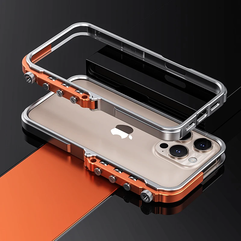 Luxury Aluminum Alloy Armor Frame Case – 360° Mechanical Metal Bumper Shockproof Cover for iPhone Models, Durable and Stylish Design