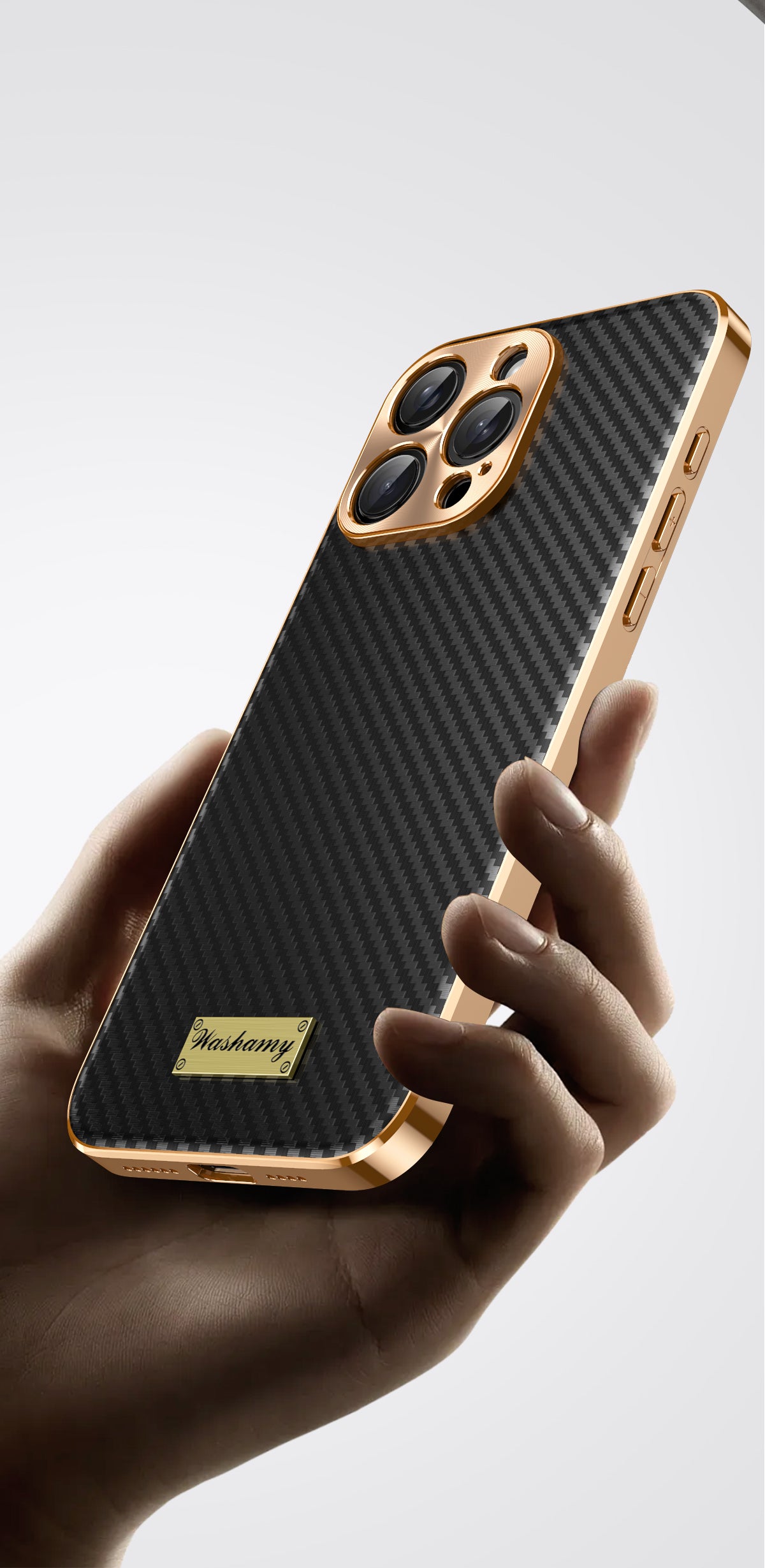 Luxury Carbon Fiber Textured Leather iPhone Case - Shockproof, Alloy Metal Lens, Plating Design, Durable, Slim Fit Protection