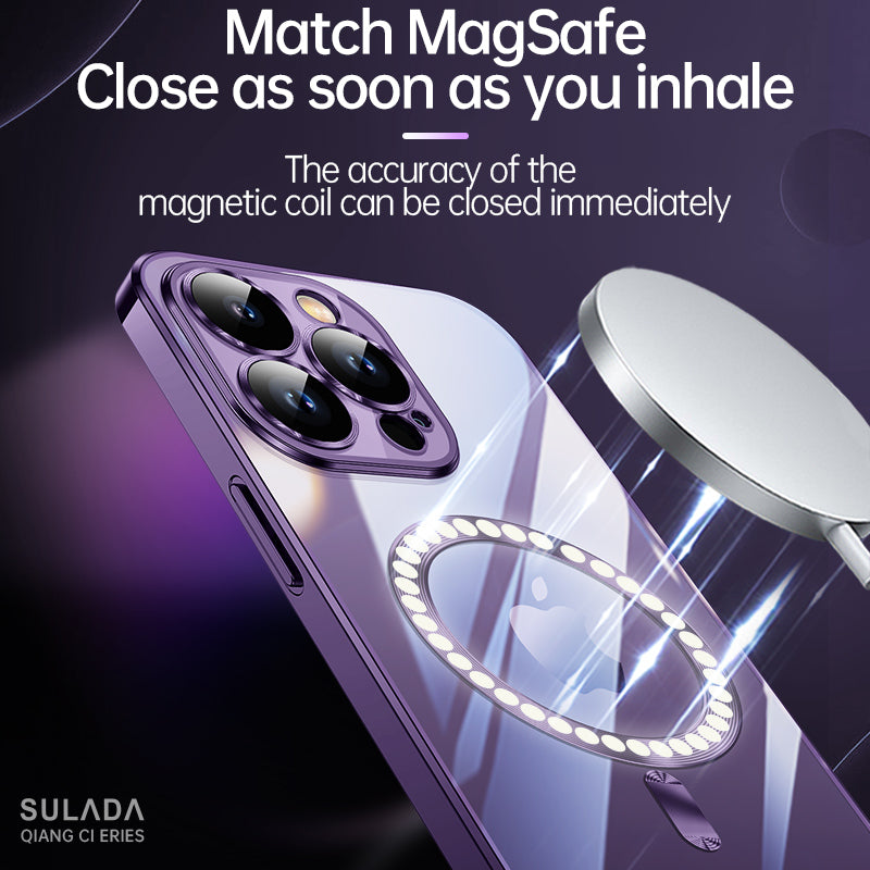 Luxury Magnetic Clear iPhone Case - Slim with Full Lens Protection, Wireless Charging Support, and Durable Plating Finish