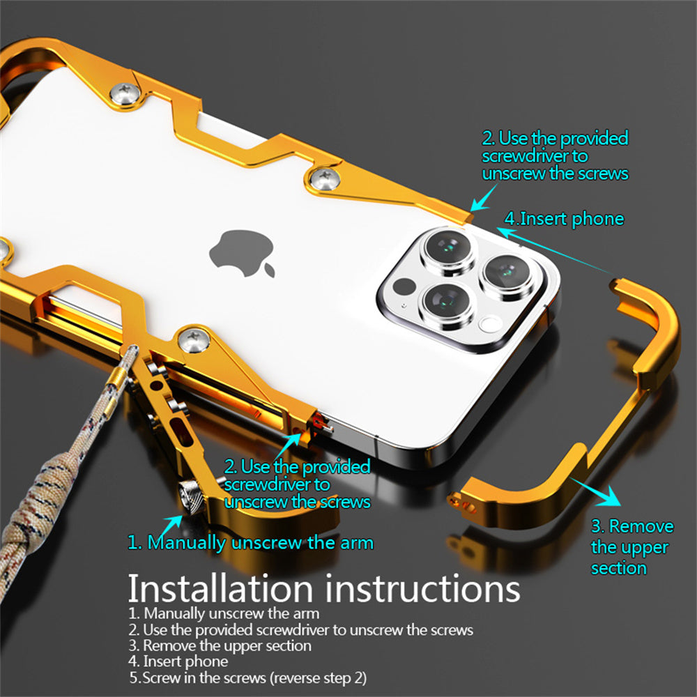 Rough Metal Armor Case – Aluminum Bumper Shockproof Protective Shell for iPhone Models, Durable and Stylish Frame Design