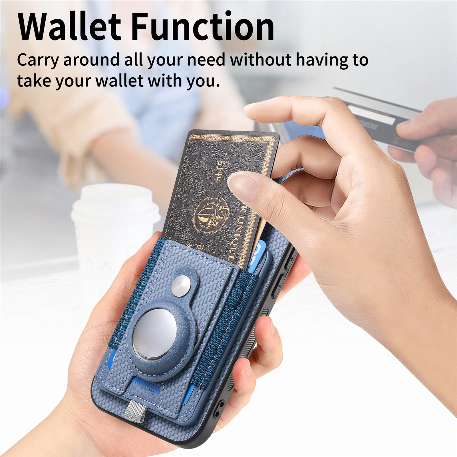 Luxury 2-in-1 Detachable Wallet Case for iPhone Magnetic Card Slot, Airtag Holder, Wireless Charging Stand Premium Protection