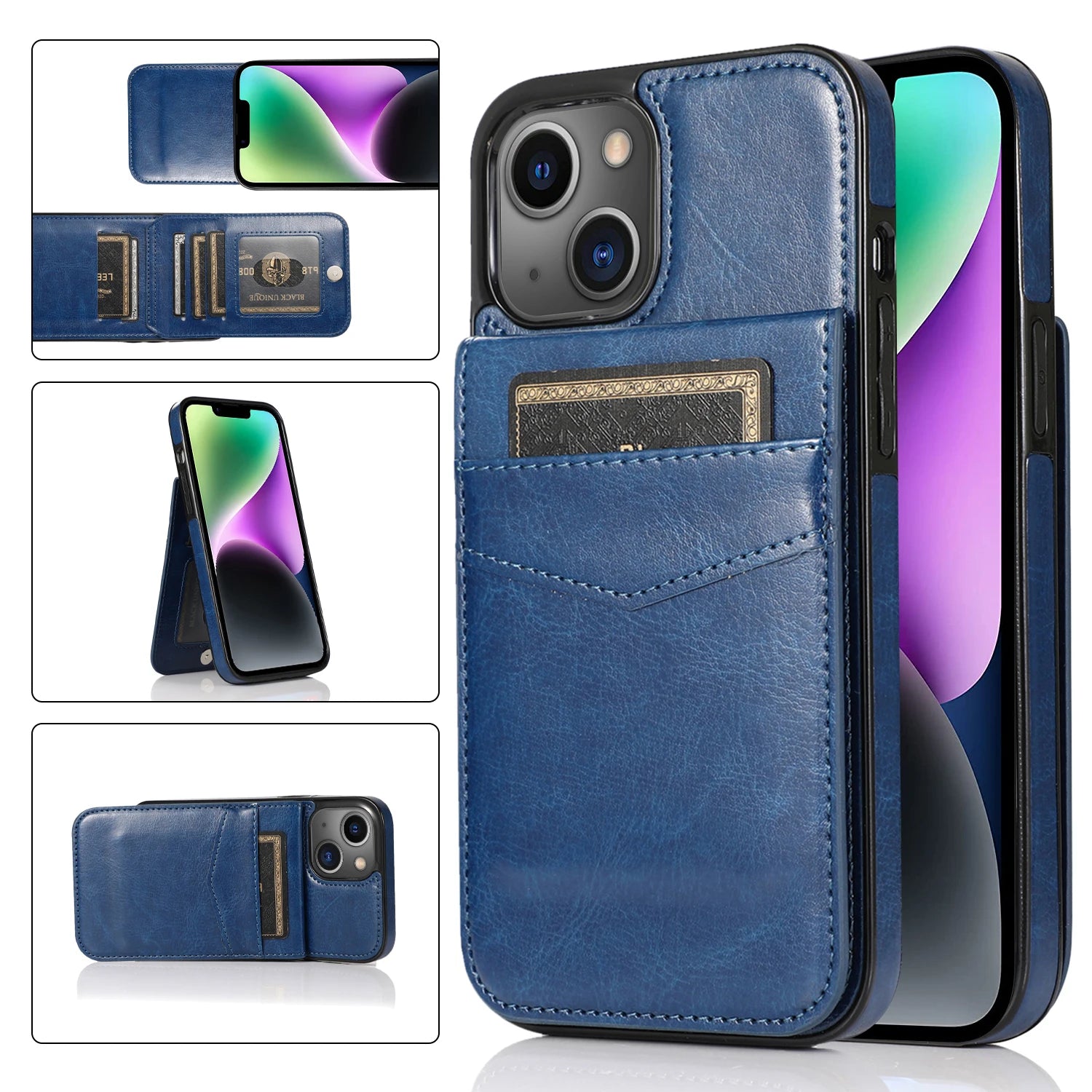 Luxury Flip Leather Wallet Case for iPhone – Credit Card Holder, Kickstand, Premium Protection for iPhone 16, 15, 14, 13, 12 Mini, 11, XS, Pro Max