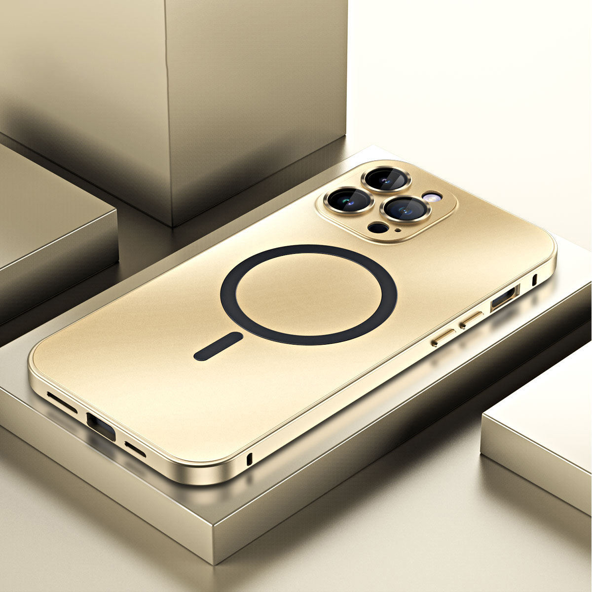 Luxury Magnetic Metal iPhone Case - Shockproof Aluminum Frame, Slim Design, Lens Film Protection, Durable Cover