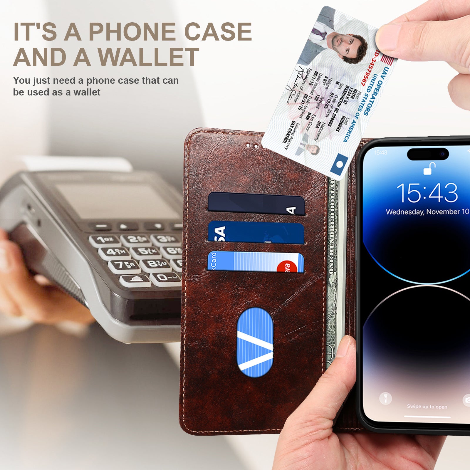 Retro Leather Flip Wallet Case – Magnetic Closure, Card Slots, Shockproof Protection, Elegant Vintage Design, Durable PU Leather Cover for iPhone