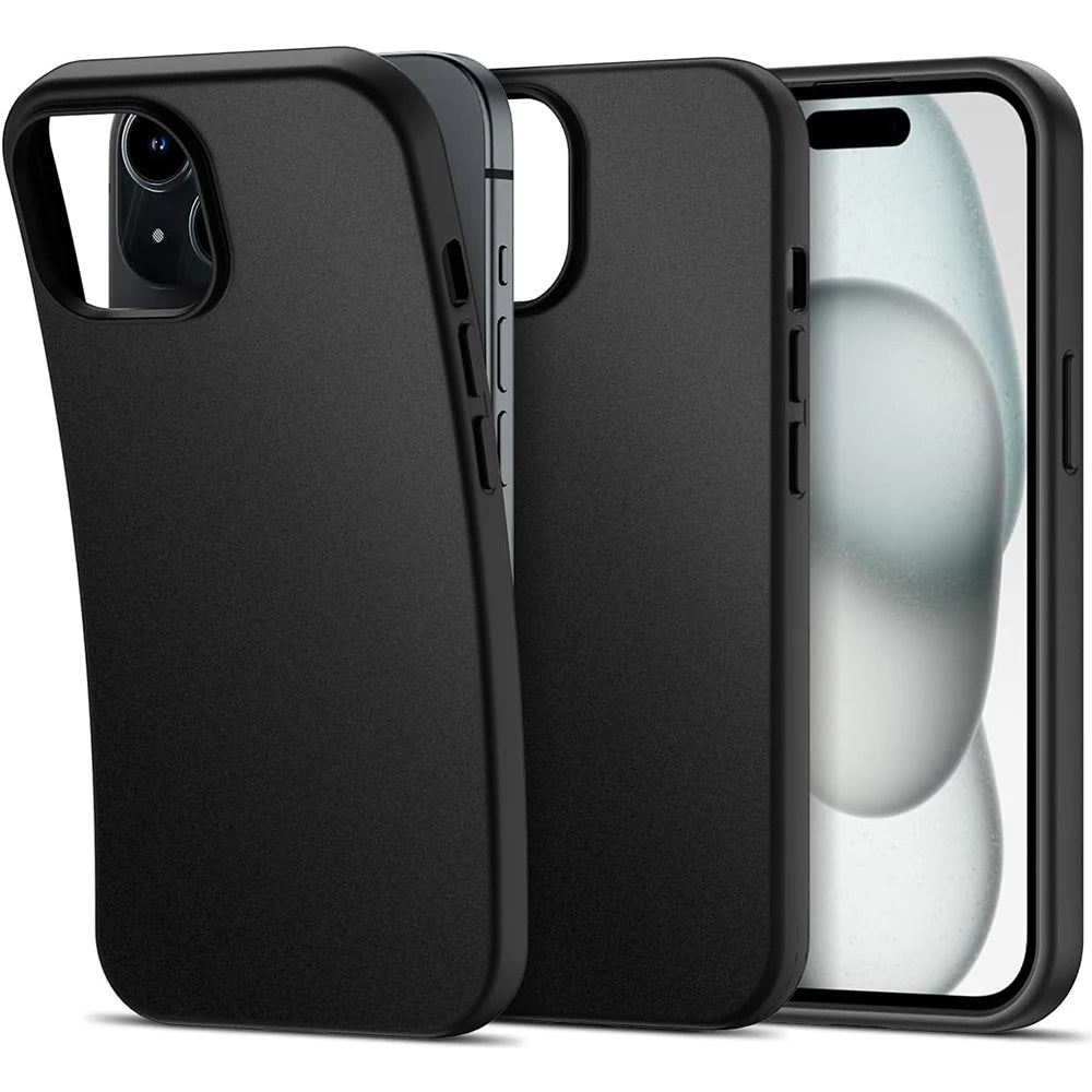 Premium Matte Silicone iPhone Case – Soft Touch, Shockproof, Slim Fit, Solid Black Cover for Full-Body Coverage