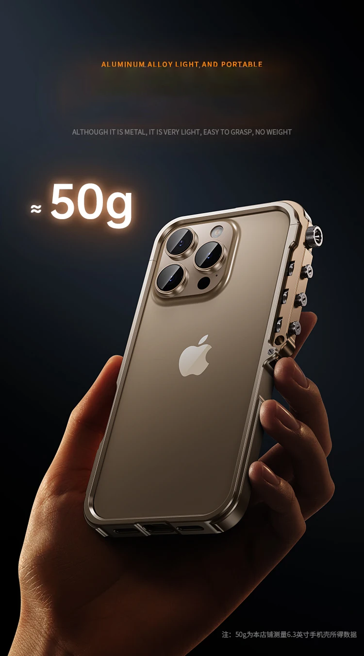 Luxury Aluminum Alloy Armor Frame Case – 360° Mechanical Metal Bumper Shockproof Cover for iPhone Models, Durable and Stylish Design