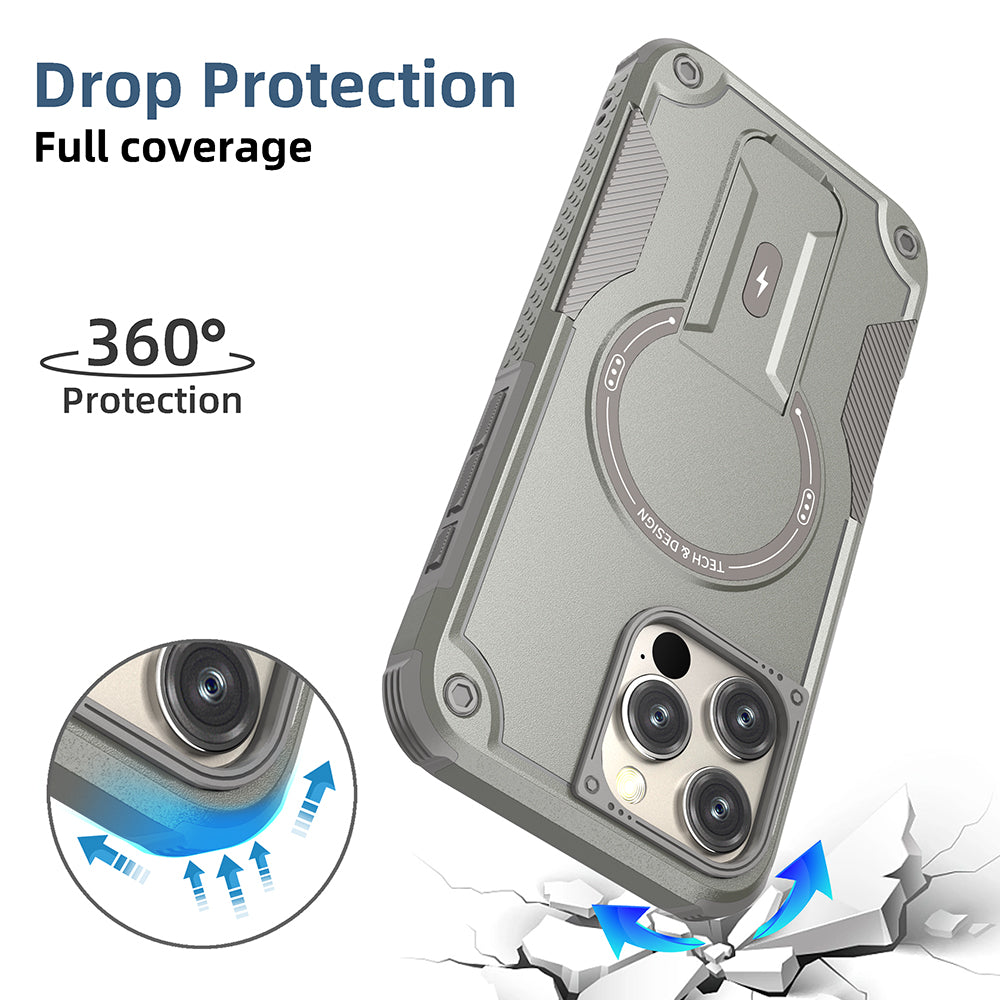 Deluxe Armor Stealth Bracket Case – Magnetic Super Fall Proof, Hard Shell with Lanyard, Heavy-Duty Protection for iPhone Models