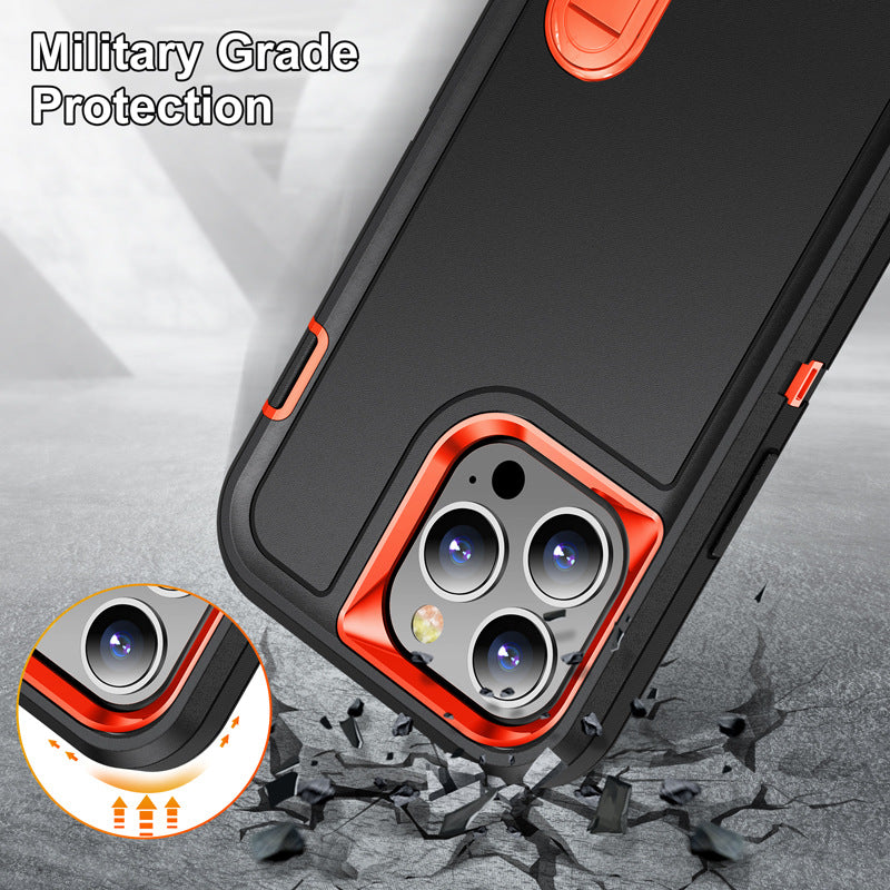 Hybrid Military-Grade Defender Case – Kickstand Full-Body Protection Cover for iPhone Models, Rugged and Shockproof Design