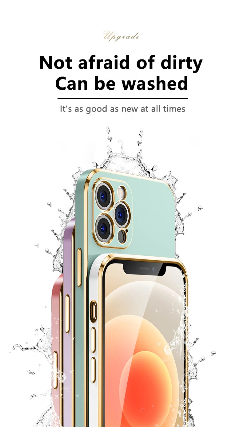 Luxury Silicone Soft iPhone Case – Glossy Shockproof Protection, Solid Color, Durable and Stylish Cover