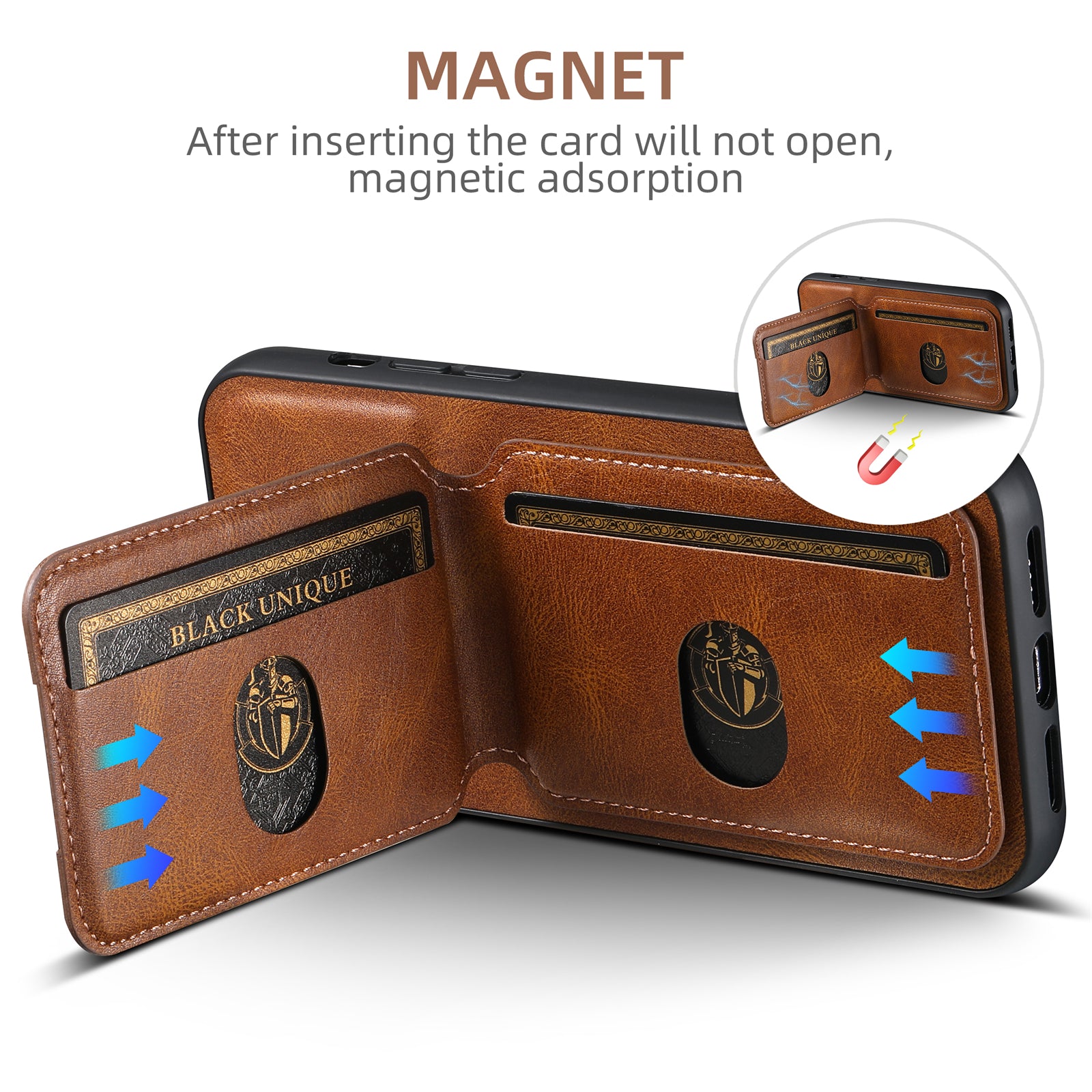 SUTENI Card Holder Leather Wallet Case – Magnetic Closure, Pocket Cover, Shockproof Protection for iPhone Models