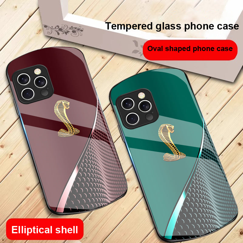 Premium Gradient Golden Snake Tempered Glass Phone Case – Stylish, Durable Protection for iPhone Models