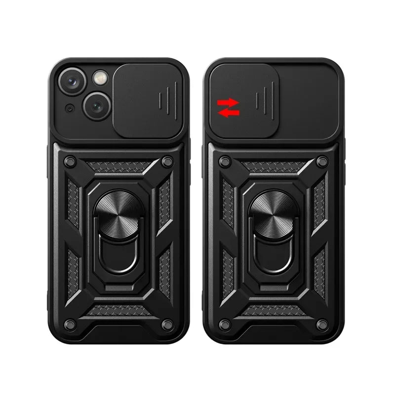 Shockproof Armor Case – Slide Camera Lens Protection, Rugged Full-Body Cover for iPhone Models