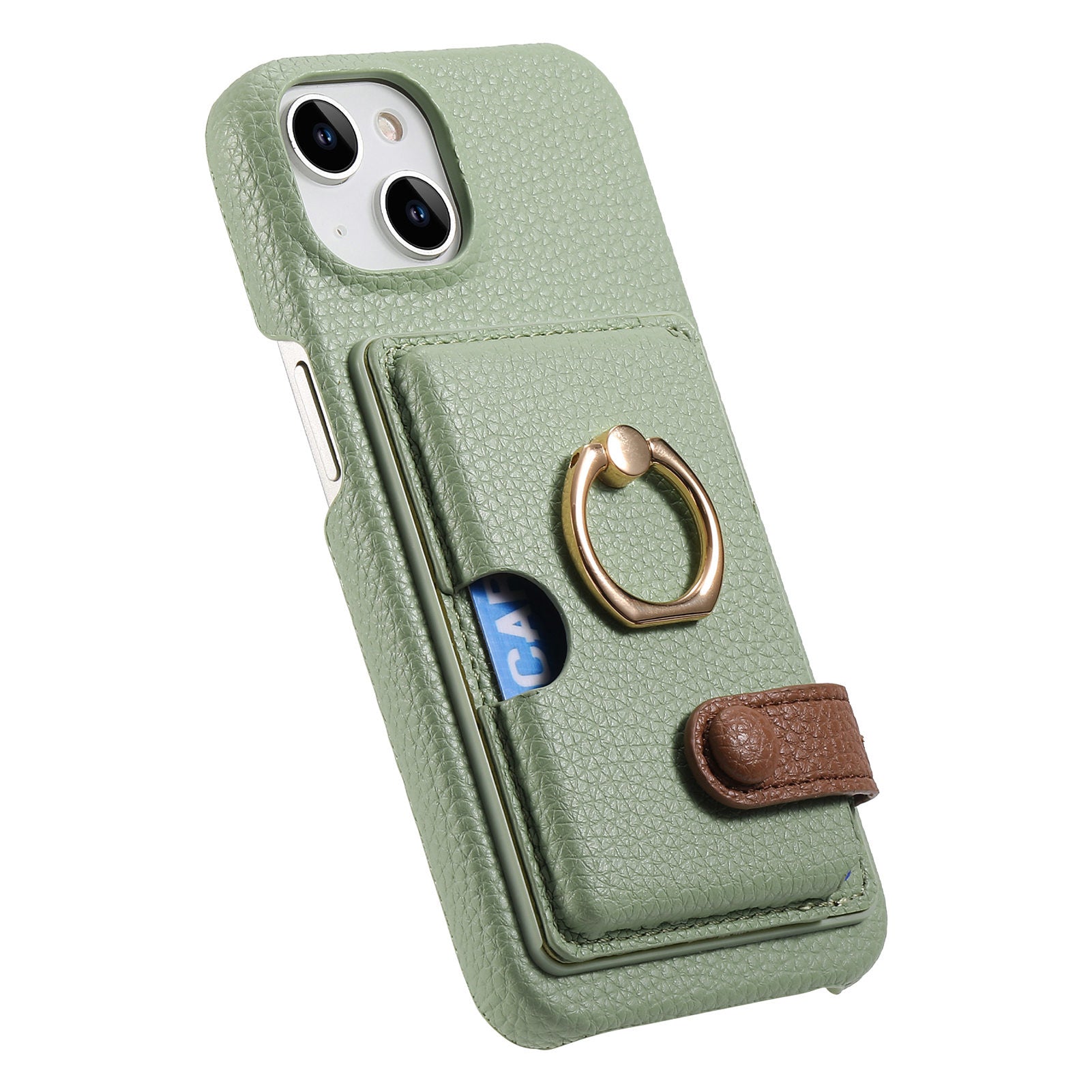 Premium Leather Ring Stand Wallet iPhone Case – Shockproof Phone Cover with Card Holder, Magnetic Closure, and Kickstand Support for Hands-Free Convenience