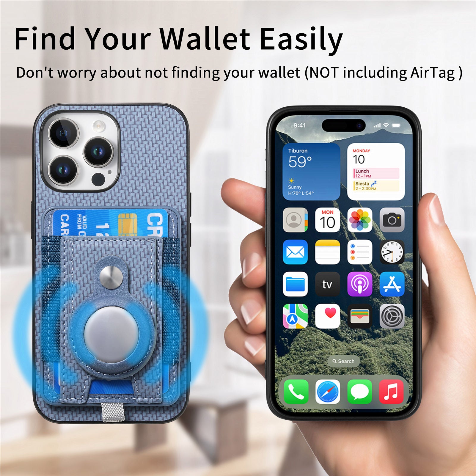 Luxury 2-in-1 Detachable Wallet Case for iPhone Magnetic Card Slot, Airtag Holder, Wireless Charging Stand Premium Protection