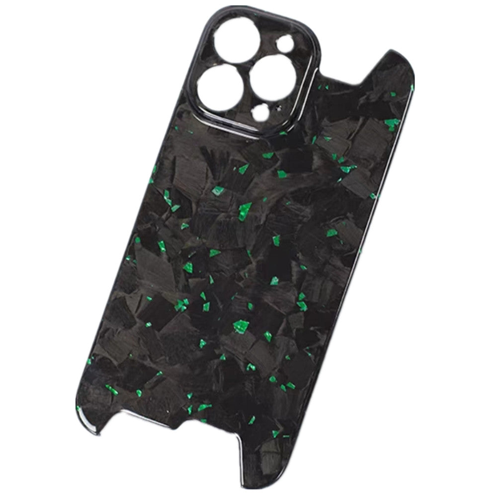 Glossy Forged Carbon Fiber Case – Ultra-Thin Genuine Glitter Shockproof Cover for iPhone Models, Sleek and Durable Design