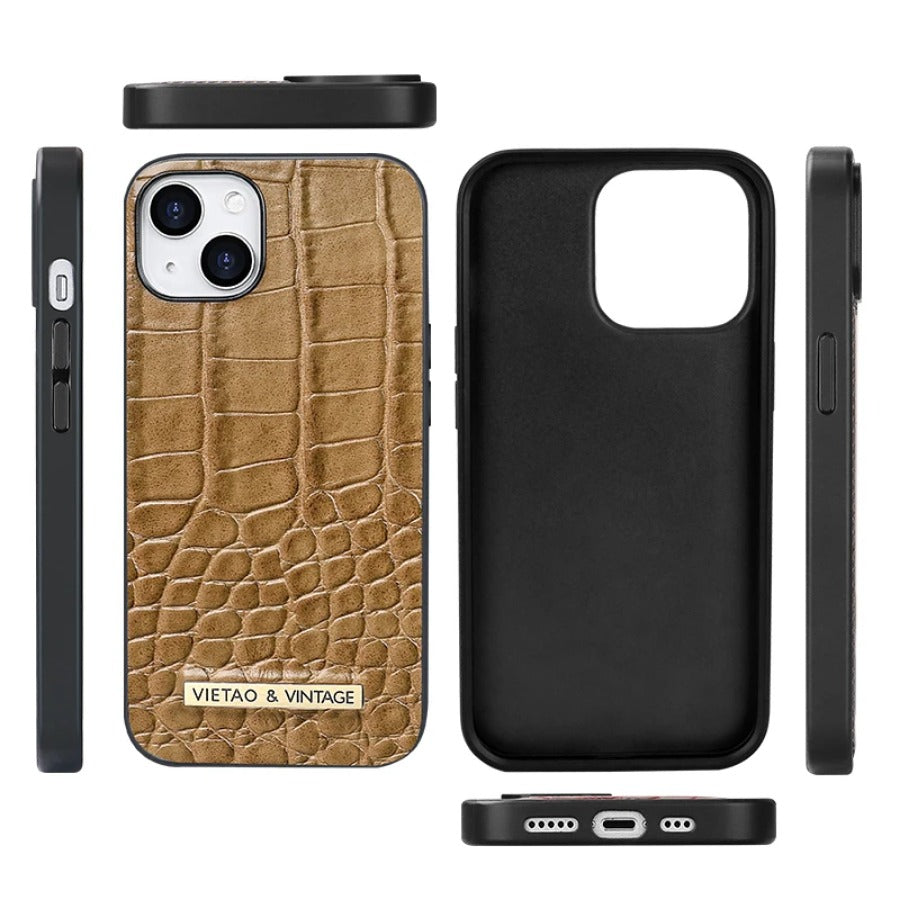 Luxury Crocodile Pattern Leather iPhone Case - Business Style, Shockproof, Durable Bumper Cover