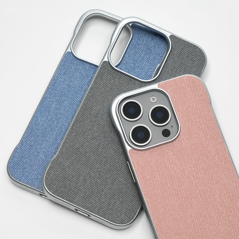 Trendy Canvas Fabric MagSafe Phone Case – Ultrathin Borderless Hard PC Cover with Wireless Charging for iPhone Models