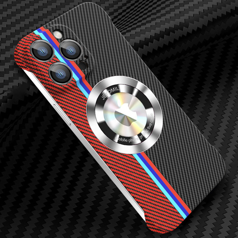 Premium Carbon Fiber Magnetic Phone Case – Frameless Protective Cover with Magnifying Glass Design for iPhone Models