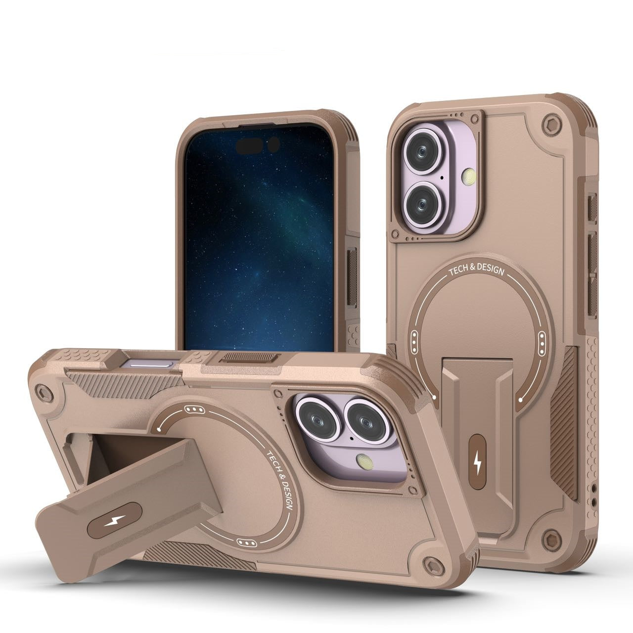 Deluxe Armor Stealth Bracket Case – Magnetic Super Fall Proof, Hard Shell with Lanyard, Heavy-Duty Protection for iPhone Models