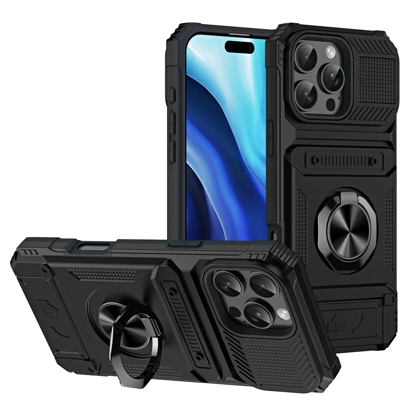 Military-Grade Magnetic Case – Heavy-Duty Drop Protection, Rotating Ring Kickstand Rugged Shockproof Design for iPhone Models