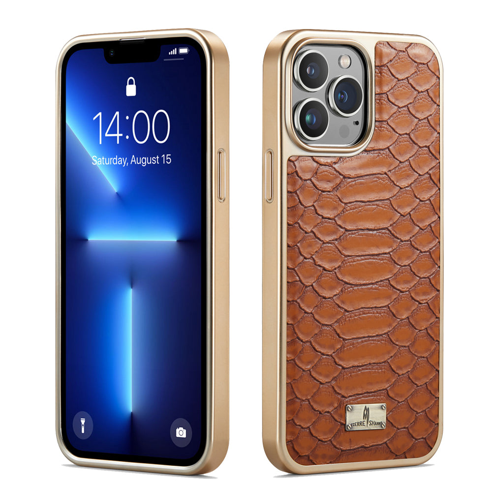 Luxury Leather Plating Shockproof Phone Case - Protective Snake Texture Durable Bumper Design for Enhanced Phone Protection