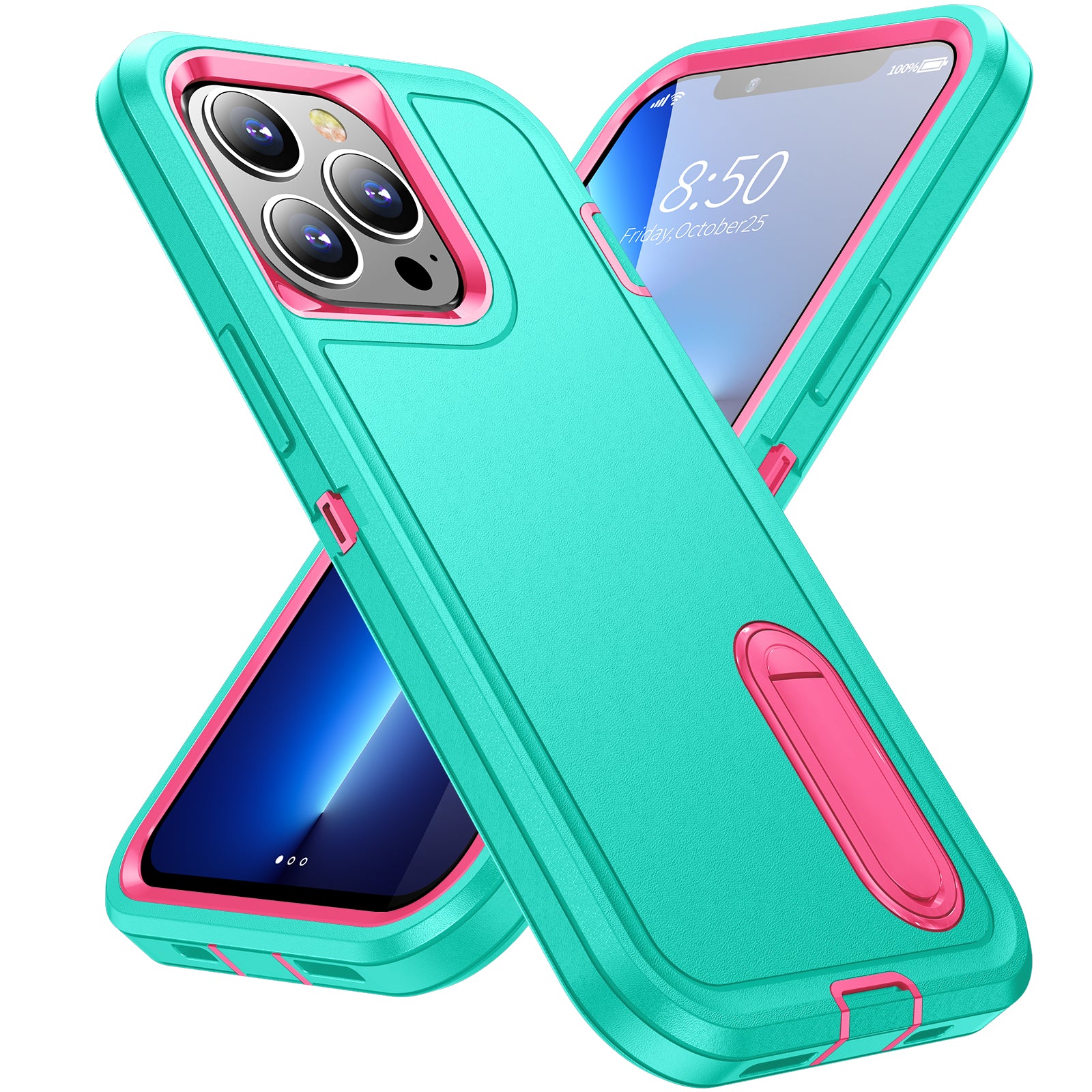 Hybrid Military-Grade Defender Case – Kickstand Full-Body Protection Cover for iPhone Models, Rugged and Shockproof Design