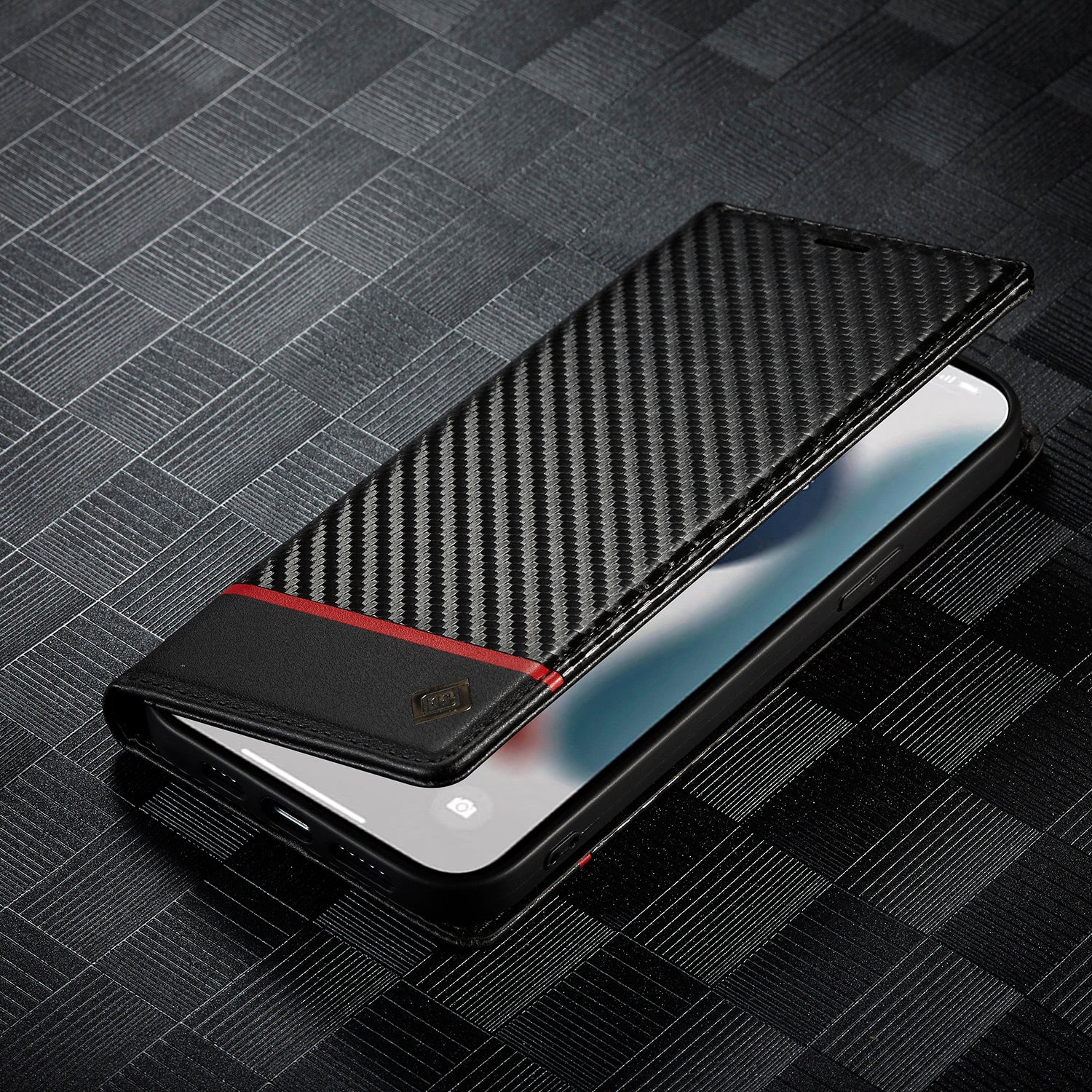 Luxury Carbon Fiber Leather Wallet iPhone Case – Magnetic Flip Cover, Card Holder, Shockproof Protection, Stylish & Durable for iPhone