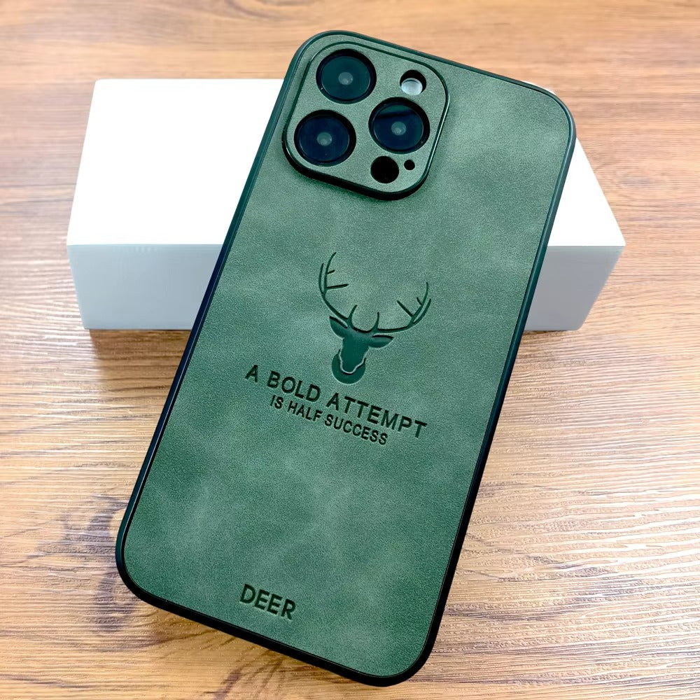 Luxury Retro PU Leather iPhone Case – Deer Pictorial Design, Full Back Protection, Stylish & Durable Cover | Case for iPhone