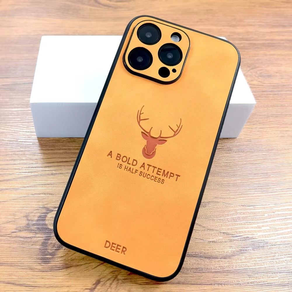 Luxury Retro PU Leather iPhone Case – Deer Pictorial Design, Full Back Protection, Stylish & Durable Cover | Case for iPhone