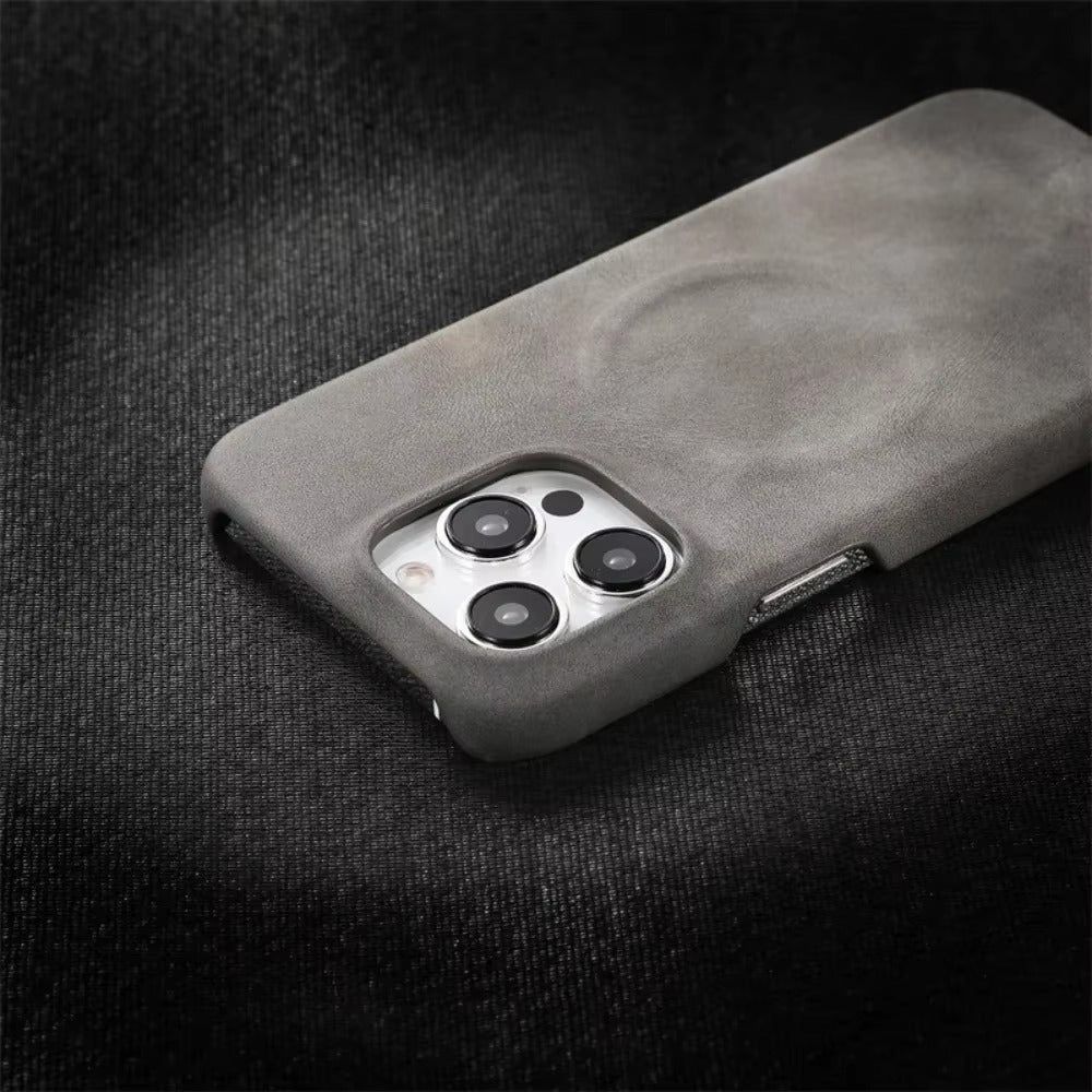 Luxury Retro PU Leather MagSafe iPhone Case – Magnetic, Shockproof Business Style, Protective & Durable Cover Case for iPhone