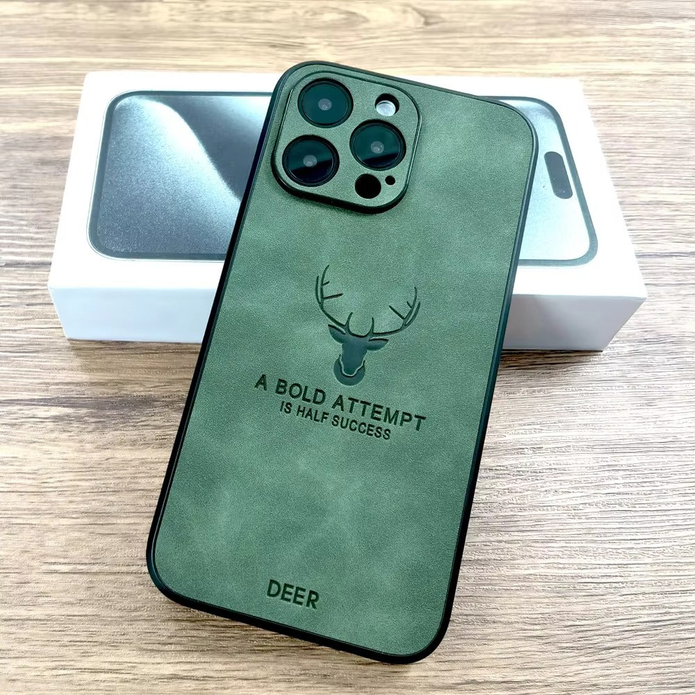 Fashion Cloth iPhone Case – Built-in Magnetic Iron, Deer & Cat Design, Stylish & Durable Protective Shell | Case for iPhone