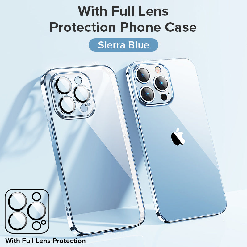 High-Quality Plating Transparent iPhone Case - Soft Silicone Shockproof Cover with Lens Protector, Slim & Durable Design | Case for iPhone