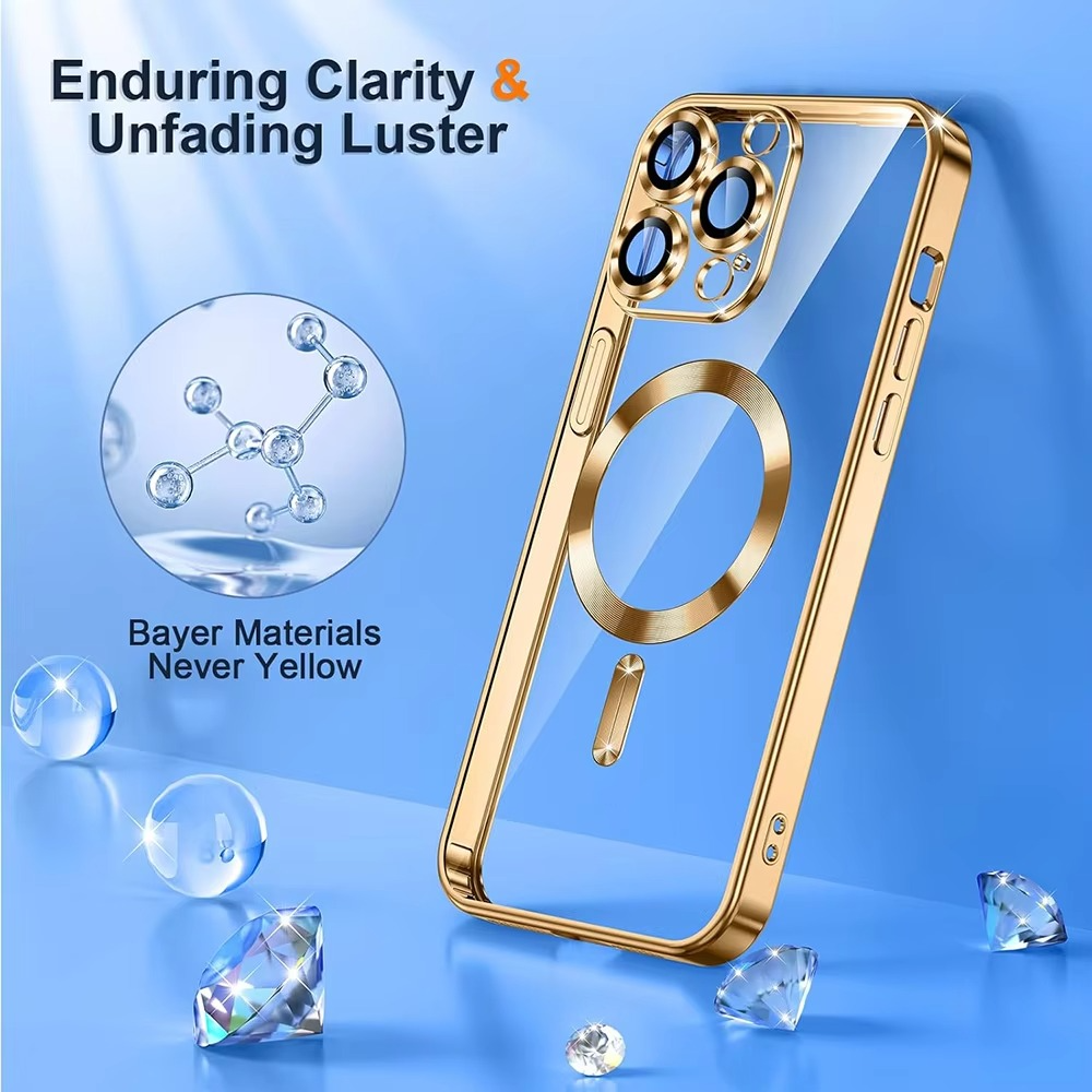 Luxury Desert Gold MagSafe iPhone Case - Magnetic Wireless Charging, Electroplated Bumper, Sleek & Durable Cover | Case for iPhone