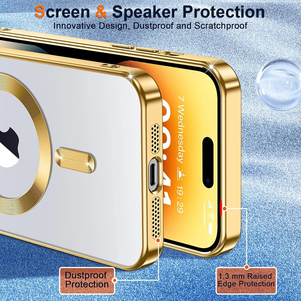 Luxury Desert Gold MagSafe Case - Magnetic Wireless Charging, Electroplated Bumper, Sleek & Durable Cover | Case for iPhone