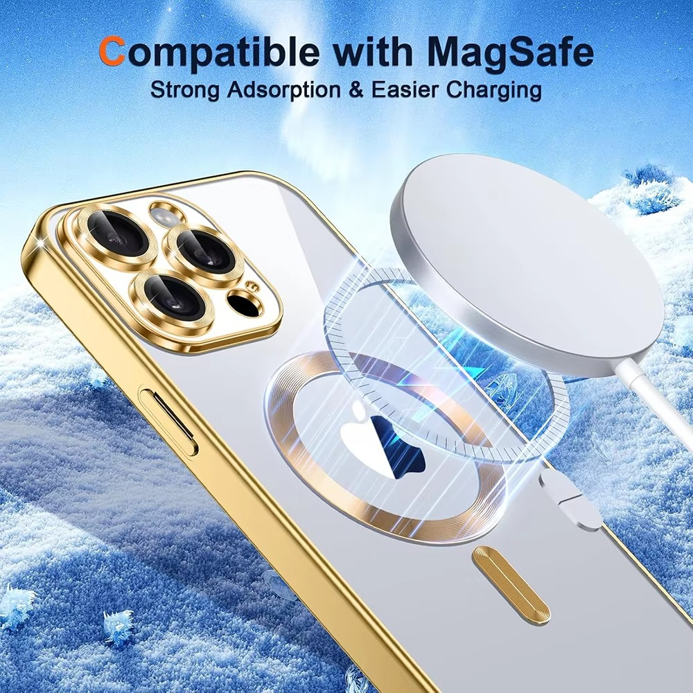 Luxury Desert Gold MagSafe Case - Magnetic Wireless Charging, Electroplated Bumper, Sleek & Durable Cover | Case for iPhone