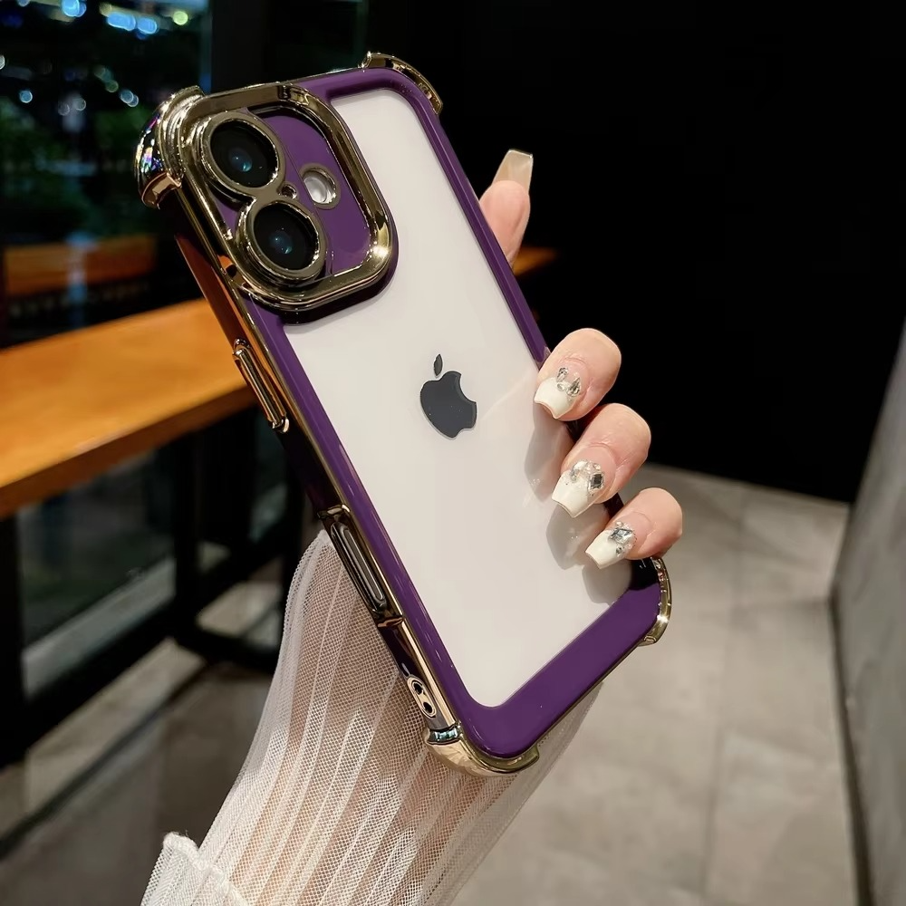 Luxury Plating Shockproof Case - Double Color Silicone Cover with Airbag Protection, Durable & Stylish Design | Case for iPhone