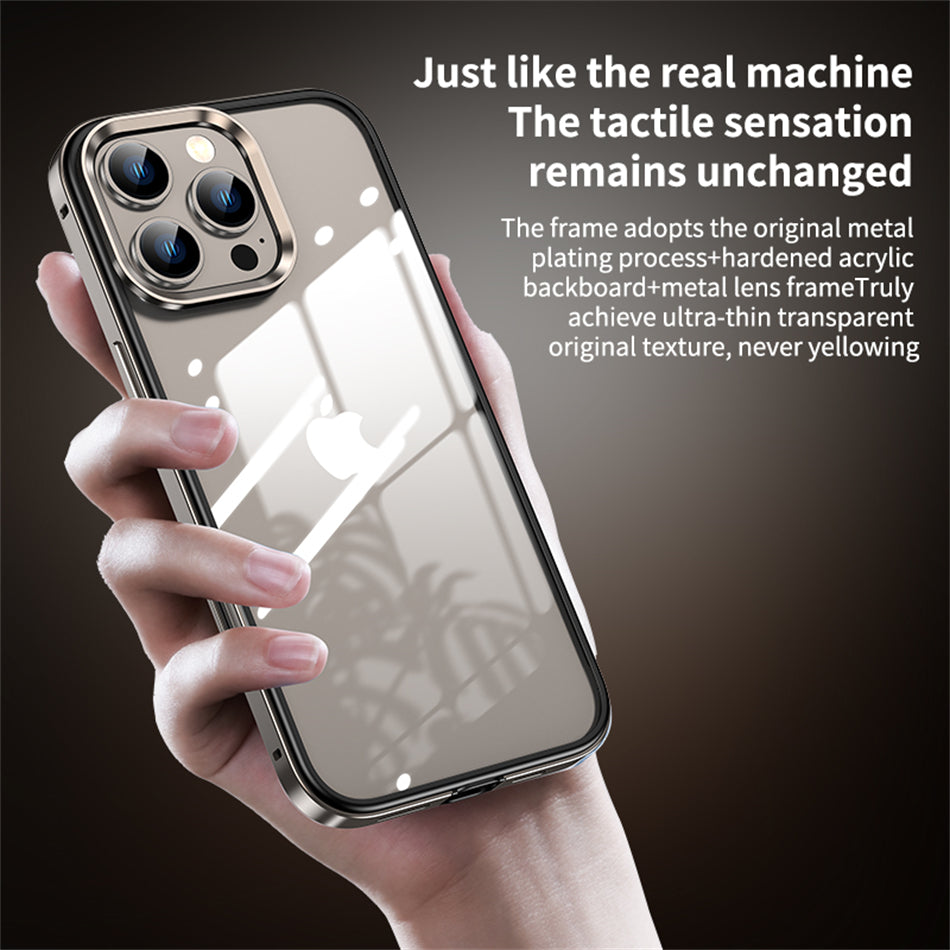 Luxury 2-in-1 Clear Acrylic Case - Ultra-Thin Aluminum Metal Lens Frame, Alloy Bumper, Lightweight Design | Case for iPhone