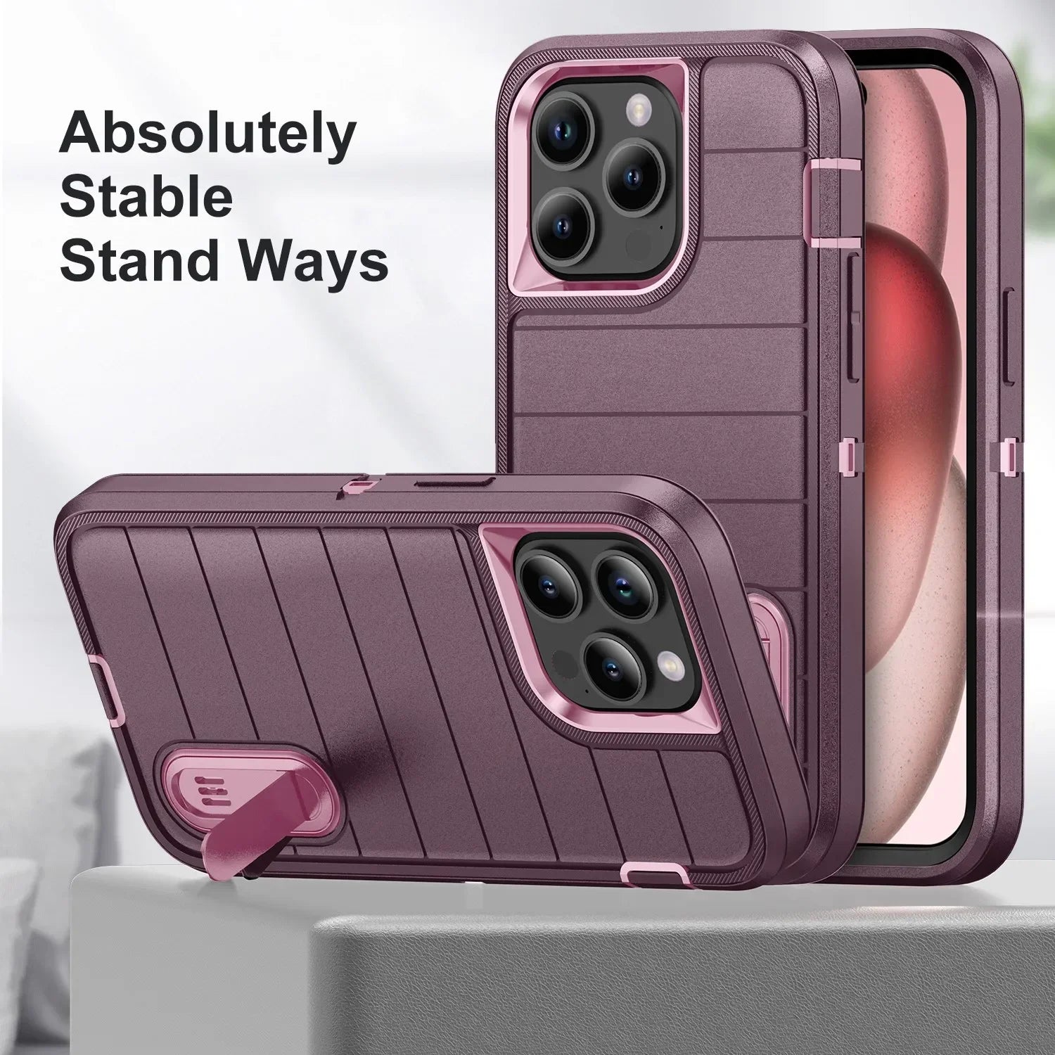 New 3-in-1 Hybrid Defender Case – Kickstand Full-Body Protection Cover for iPhone Models, Rugged and Durable Design