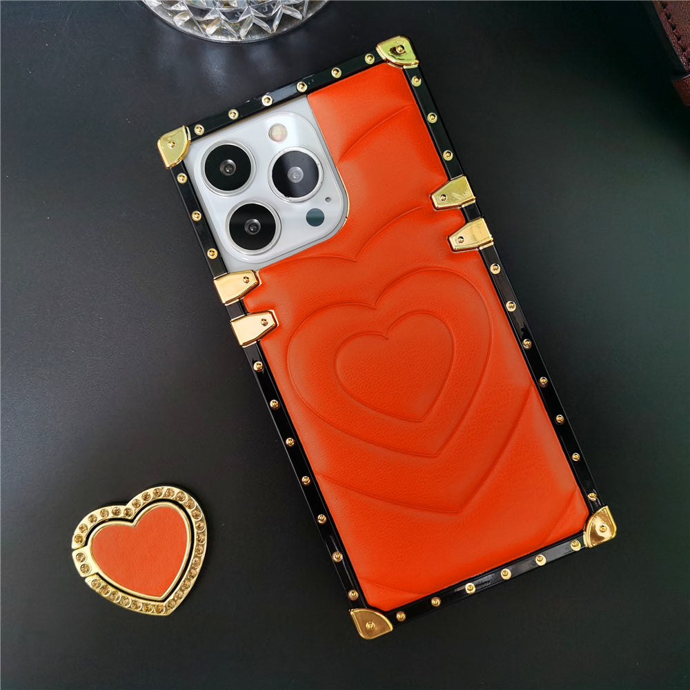 Luxury 3D Love Heart Soft PU Leather Case Shockproof Phone Cover for iPhone 15, 13 Pro Max, 12, 11 Pro, 14 Pro Max XR, XS Max