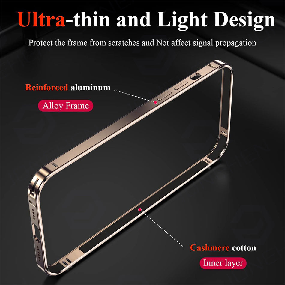 Luxury Ultra-Thin Metal Bumper Case - Light Aluminum Alloy Frame, Durable Back Protection, Sleek Desert Gold Finish | Case for iPhone